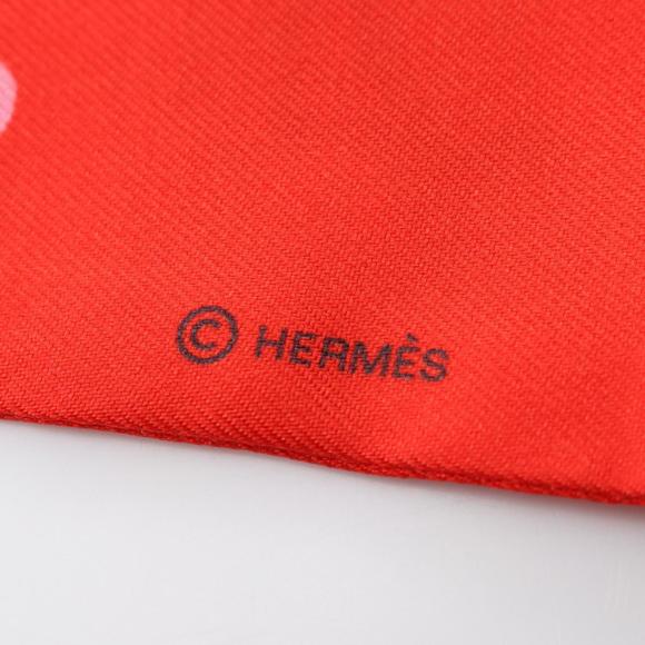 HERMES Authentic Red Silk Scarf - Picture 3 of 6